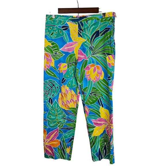 Lauren Ralph Lauren Tropical Crop Stretch Pants Size 10 Vibrant Multicolor - Picture 1 of 9